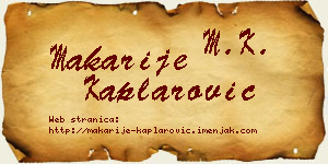 Makarije Kaplarović vizit kartica